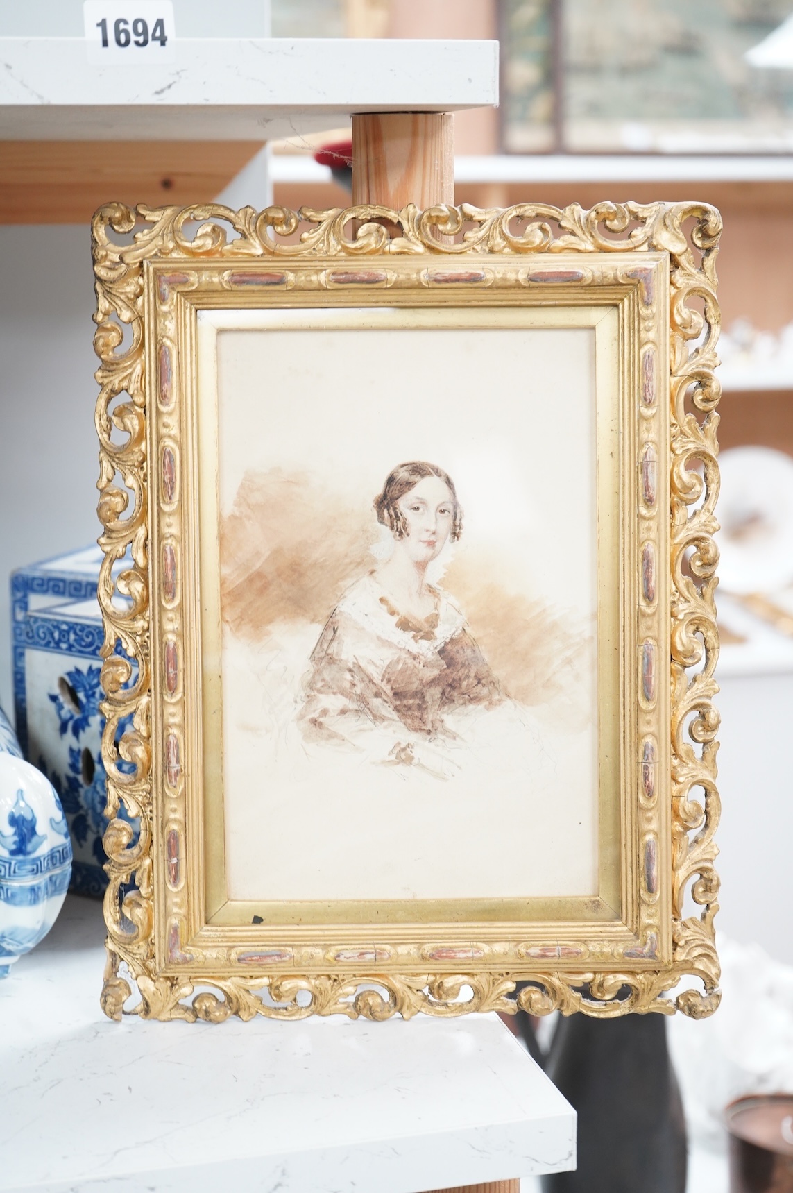 Early 19th century, English School, Portraits of a husband and wife, unsigned, pair of watercolours, 21 x 14cm, housed in Florentine style gilt frames